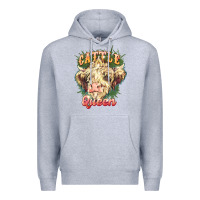 Heather Grey cattle queen Premium Hoodie - NancyCooperArtShop