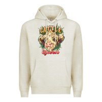 Oatmeal Heather cattle queen Premium Hoodie - NancyCooperArtShop