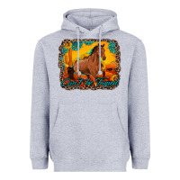 Heather Grey can't be tamed horse with sunflowers turquoise gemstone western sunset Heavyweight Hoodie - Artiststas