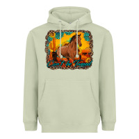 Matcha can't be tamed horse with sunflowers turquoise gemstone western sunset Heavyweight Hoodie - Artiststas
