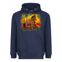Navy can't be tamed horse with sunflowers turquoise gemstone western sunset Heavyweight Hoodie - Artiststas