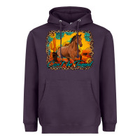 Plum can't be tamed horse with sunflowers turquoise gemstone western sunset Heavyweight Hoodie - Artiststas