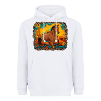 White can't be tamed horse with sunflowers turquoise gemstone western sunset Heavyweight Hoodie - Artiststas