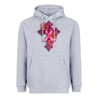 Heather Grey breast cancer cross Heavyweight Hoodie - AdoDesignShop