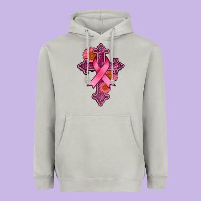 Breast Cancer Cross Heavyweight Hoodie Designed By Adodesignshop