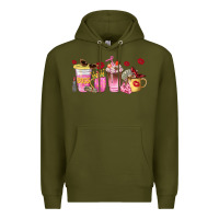 Army Green boss lady coffee cups Premium Hoodie - NancyCooperArtShop