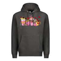 Charcoal Heather boss lady coffee cups Premium Hoodie - NancyCooperArtShop