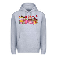 Heather Grey boss lady coffee cups Premium Hoodie - NancyCooperArtShop