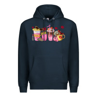 Navy boss lady coffee cups Premium Hoodie - NancyCooperArtShop