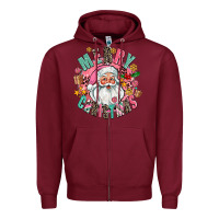 Burgundy merry christmas santa Zipper Hoodie - AdoDesignShop