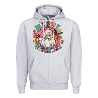 Heather Grey merry christmas santa Zipper Hoodie - AdoDesignShop