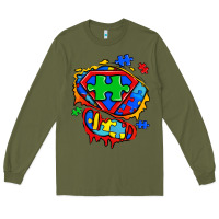 Army Green autism superhero ripped tshirt Long Sleeve Tee - Zillion Design Studio