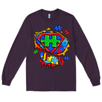 Plum autism superhero ripped tshirt Long Sleeve Tee - Zillion Design Studio