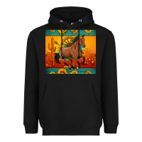 Black western sunset galloping horse sunflower Heavyweight Hoodie - Artiststas