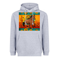 Heather Grey western sunset galloping horse sunflower Heavyweight Hoodie - Artiststas
