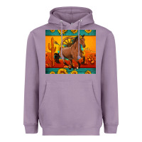Lavender western sunset galloping horse sunflower Heavyweight Hoodie - Artiststas