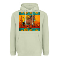 Matcha western sunset galloping horse sunflower Heavyweight Hoodie - Artiststas
