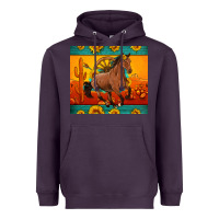 Plum western sunset galloping horse sunflower Heavyweight Hoodie - Artiststas