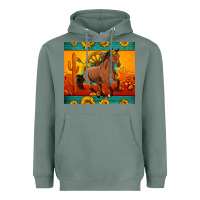 Sage western sunset galloping horse sunflower Heavyweight Hoodie - Artiststas