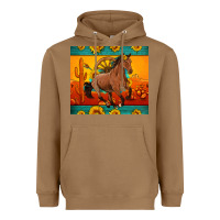 Toasted Coconut western sunset galloping horse sunflower Heavyweight Hoodie - Artiststas