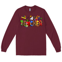 Burgundy autism teacher Long Sleeve Tee - Zillion Design Studio