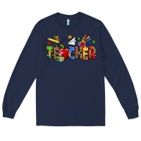 Navy autism teacher Long Sleeve Tee - Zillion Design Studio