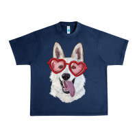 Navy white shepherd with love glasses Urban Heavy Tee - RanaPortraitStore