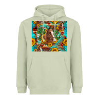 Matcha sunflowers and cactus horses turquoise aztec leopard background Heavyweight Hoodie - Artiststas