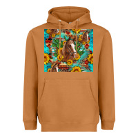 Meerkat sunflowers and cactus horses turquoise aztec leopard background Heavyweight Hoodie - Artiststas