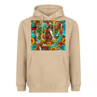 Mushroom sunflowers and cactus horses turquoise aztec leopard background Heavyweight Hoodie - Artiststas