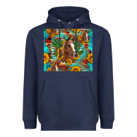 Navy sunflowers and cactus horses turquoise aztec leopard background Heavyweight Hoodie - Artiststas