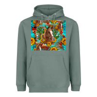 Sage sunflowers and cactus horses turquoise aztec leopard background Heavyweight Hoodie - Artiststas