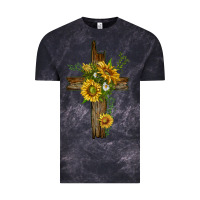 Cloud Black sunflower cross Vintage Tee - texasbilliewilder