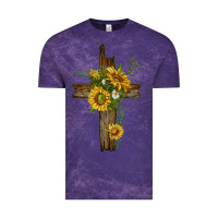 Cloud Purple sunflower cross Vintage Tee - texasbilliewilder