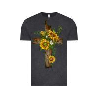 Vintage Black sunflower cross Vintage Tee - texasbilliewilder