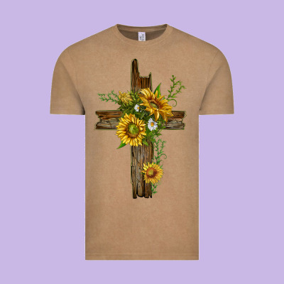 Vintage Tee sunflower cross