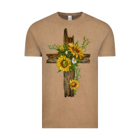 Vintage Coffee sunflower cross Vintage Tee - texasbilliewilder