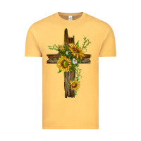 Vintage Mustard sunflower cross Vintage Tee - texasbilliewilder