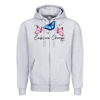Heather Grey embrace change Zipper Hoodie - JahusDesignShop
