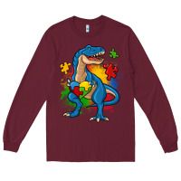 Burgundy autism trex Long Sleeve Tee - Zillion Design Studio