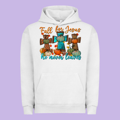 Fall For Jesus He Never Leaves Urban Hoodie Designed By Bundleandbundleshop
