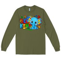 Army Green be kind autism elephant Long Sleeve Tee - Zillion Design Studio