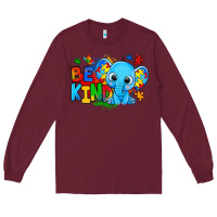 Burgundy be kind autism elephant Long Sleeve Tee - Zillion Design Studio
