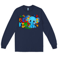 Navy be kind autism elephant Long Sleeve Tee - Zillion Design Studio