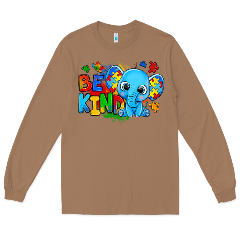 Be Kind Autism Elephant Long Sleeve Tee by Zillion Design Studio | Teevron