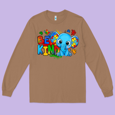 Be Kind Autism Elephant Long Sleeve Tee Designed By Zillion Design Studio