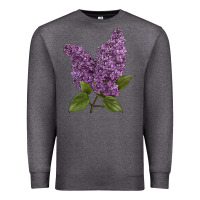 Charcoal Heather Purple Lilac Flower Illustrations Premium Sweatshirt - LillyAllenDesigns