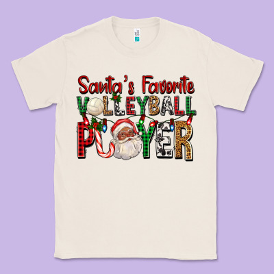 Afro Santa's Favorite Volleyball Player For Christ Classic Tee Designed By Fadigitalartstudio