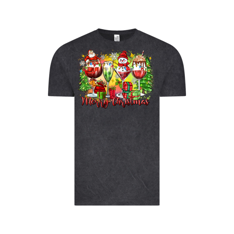 Merry Christmas Wine Glasses Vintage Tee by Zillion Design Studio | Teevron