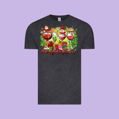 Merry Christmas Wine Glasses Vintage Tee Designed By Zillion Design Studio